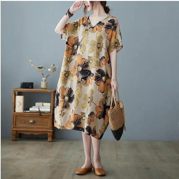 Large size Ladies Spring / Summer Flower pattern Dress short sleeve | 大きいサイズ　レディース　春夏　花柄　ワンピース　半袖