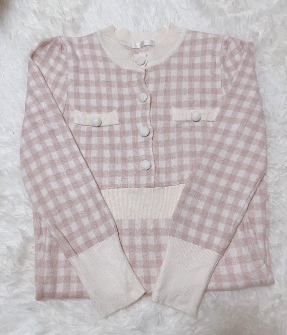 ♡MIIA♡Checked knit dress pink spring knit dress