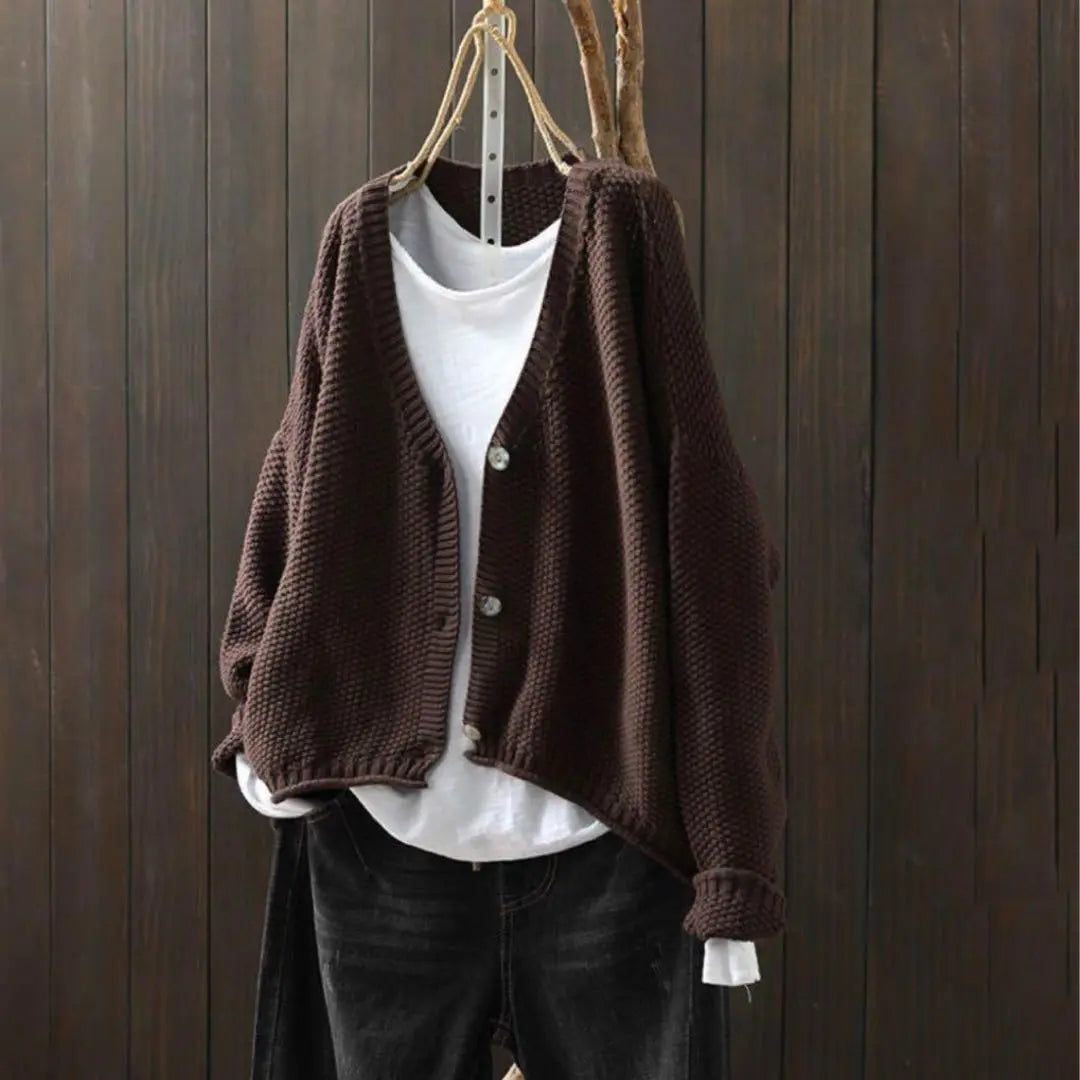 ✧︎All size ✧︎A large L-3L✧︎Simple knit cardigan ②Coffee