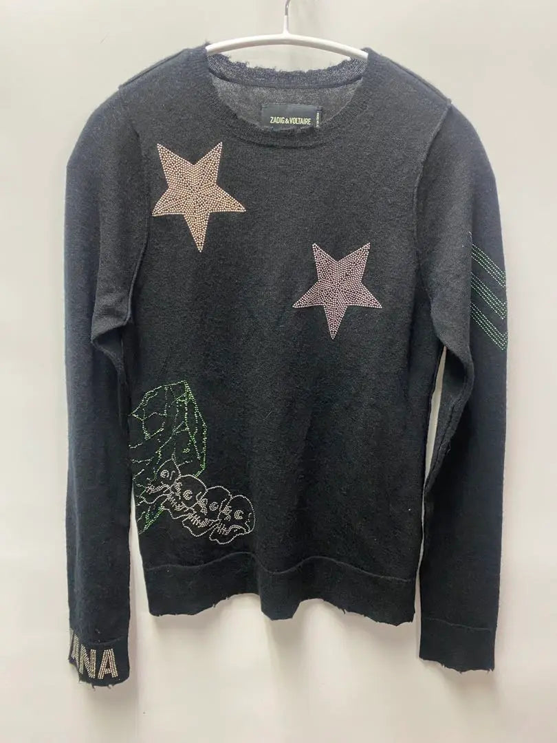 Zadig & Voltaire Cashmere Sweater Rhinestone Skull Black XS