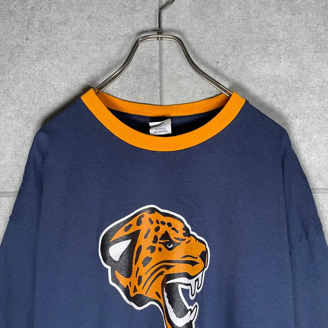 [Ropa vieja] Vintage Camiseta vintage de manga corta con timbre Animal tigre Estampado en ambos lados Azul marino | [古着]ビンテージ 半袖 リンガーTシャツ 虎 アニマル 両面プリント ネイビー