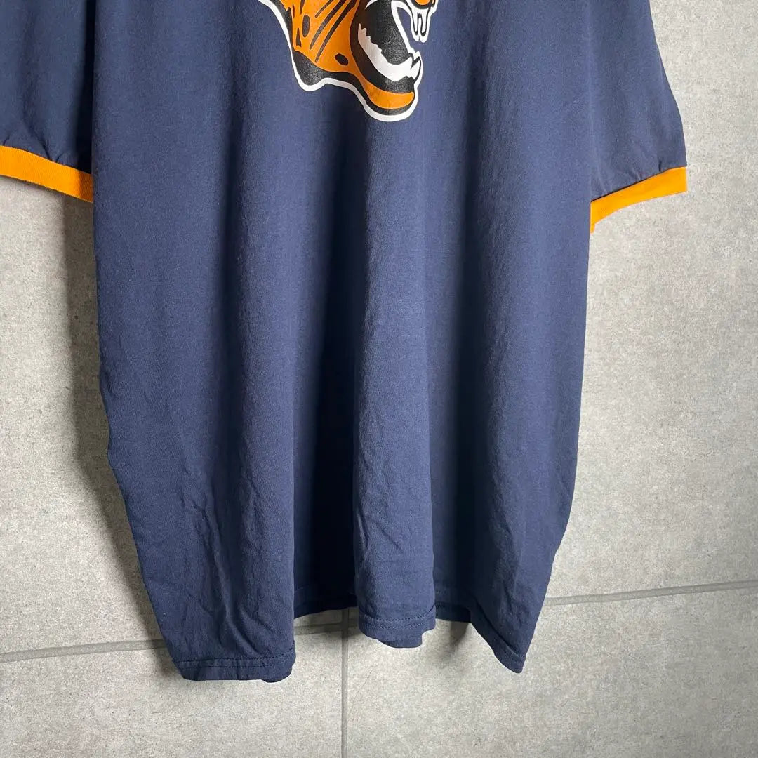 [Ropa vieja] Vintage Camiseta vintage de manga corta con timbre Animal tigre Estampado en ambos lados Azul marino | [古着]ビンテージ 半袖 リンガーTシャツ 虎 アニマル 両面プリント ネイビー