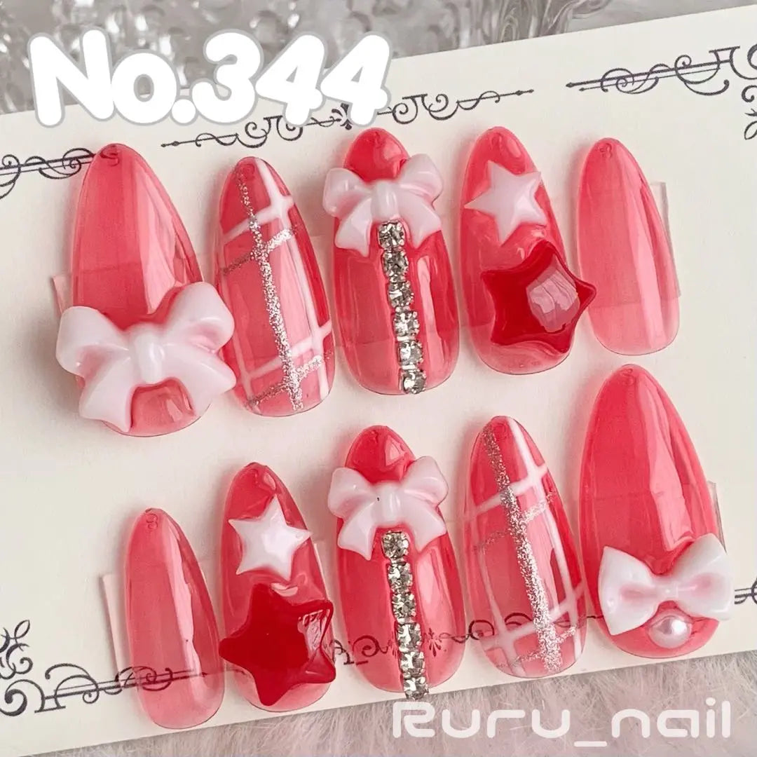 Nail Tip ❤︎ Clear Red Mass Production Landmine Korea One Hong Initial