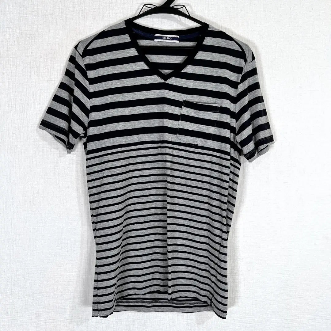 [RIELABO] Camiseta RIELABO con borde negro gris para hombre talla 46