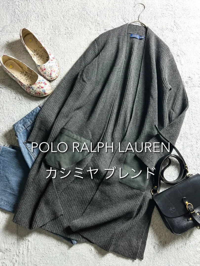 [Polo Ralph Lauren] Cashmere blend rib knit long cardigan