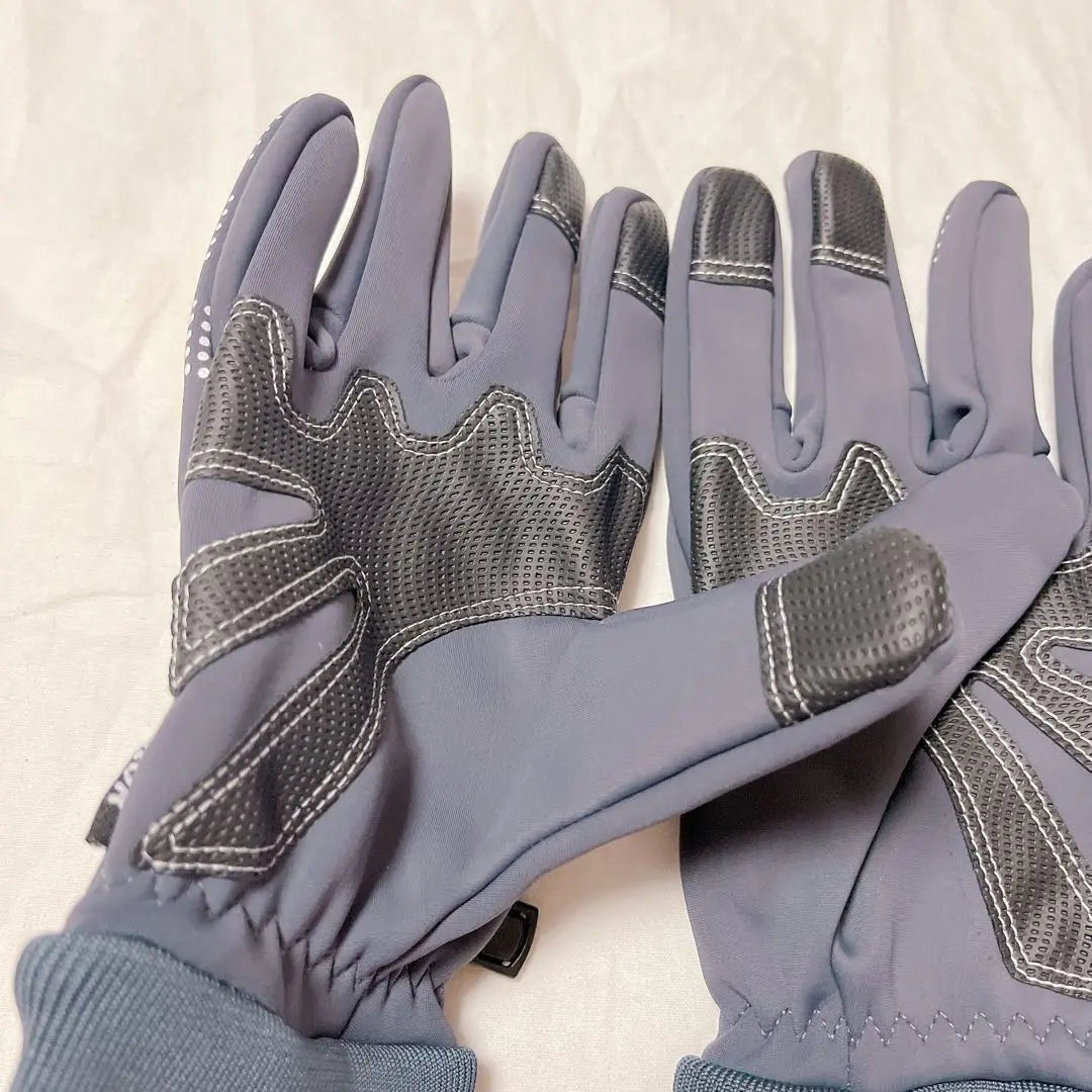 Men's gloves, cold weather gloves, smartphone compatible, fleece lining, non-slip, water repellent, L size, gray