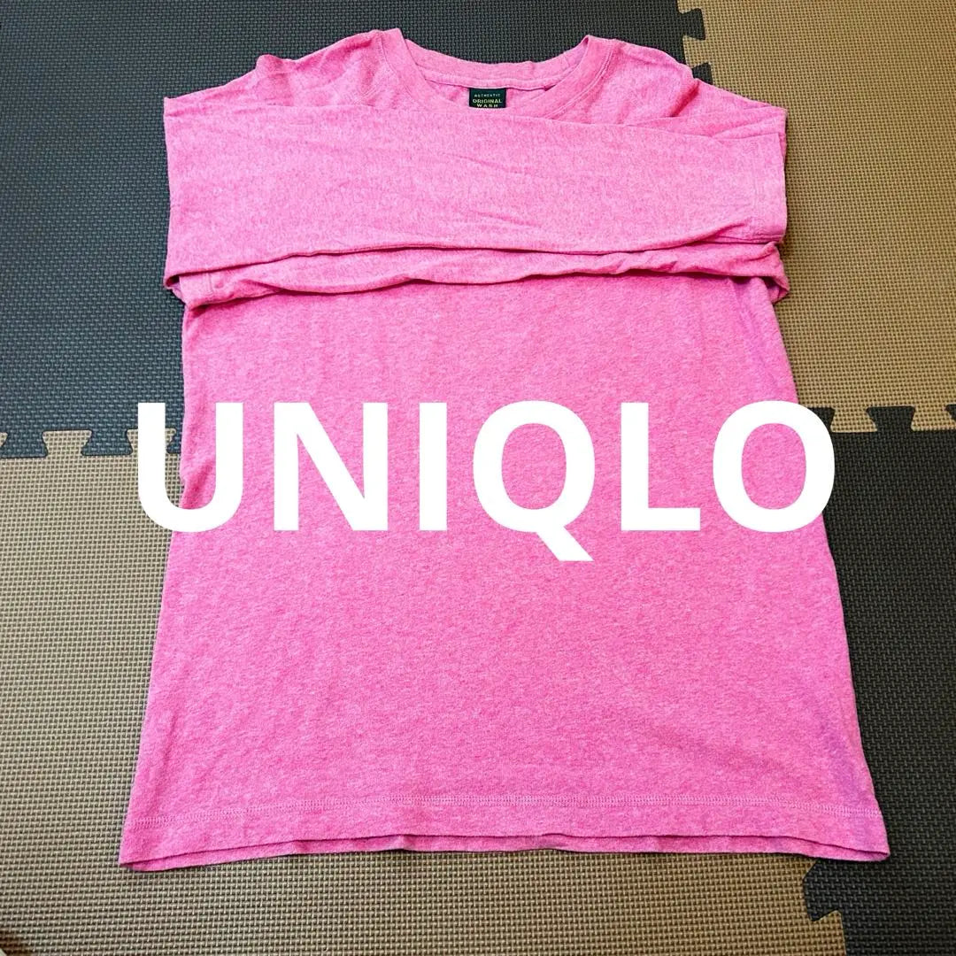 UNIQLO Originalwash Plain manga larga cortada y cosida rosa