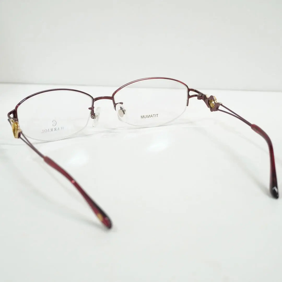 Brand new, unused, with dancing design, bottom half edgeless glasses frame, wine color | 新品未使用　ダンシングデザインが特徴の下半分フチなしメガネフレーム　ワイン色