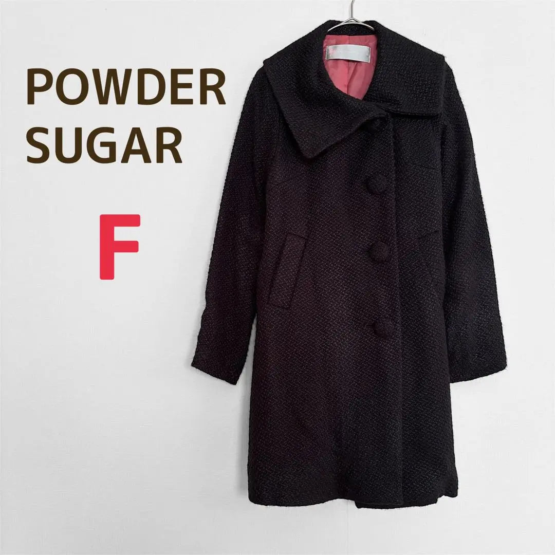 Beauty Powder Sugar Long Court Black Cute Black Fashionable Winter | 美品 パウダーシュガー ロングコート ブラック 可愛い 黒 おしゃれ 冬