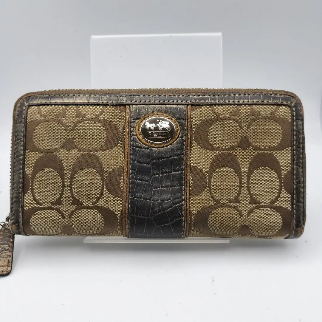 Coach Long Wallet Wallet Wallet Signature Brown