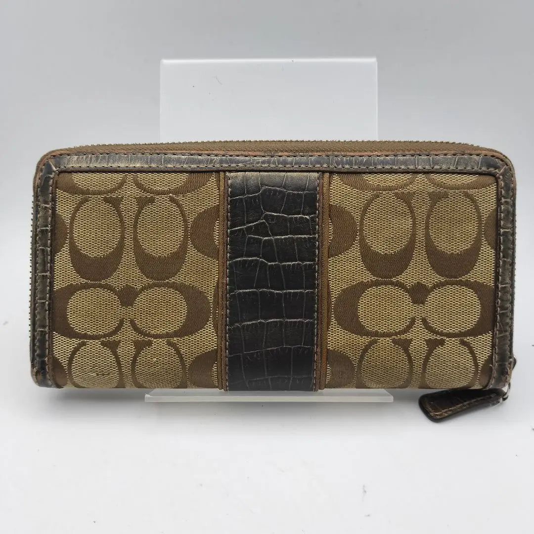 Coach Long Wallet Wallet Wallet Signature Brown