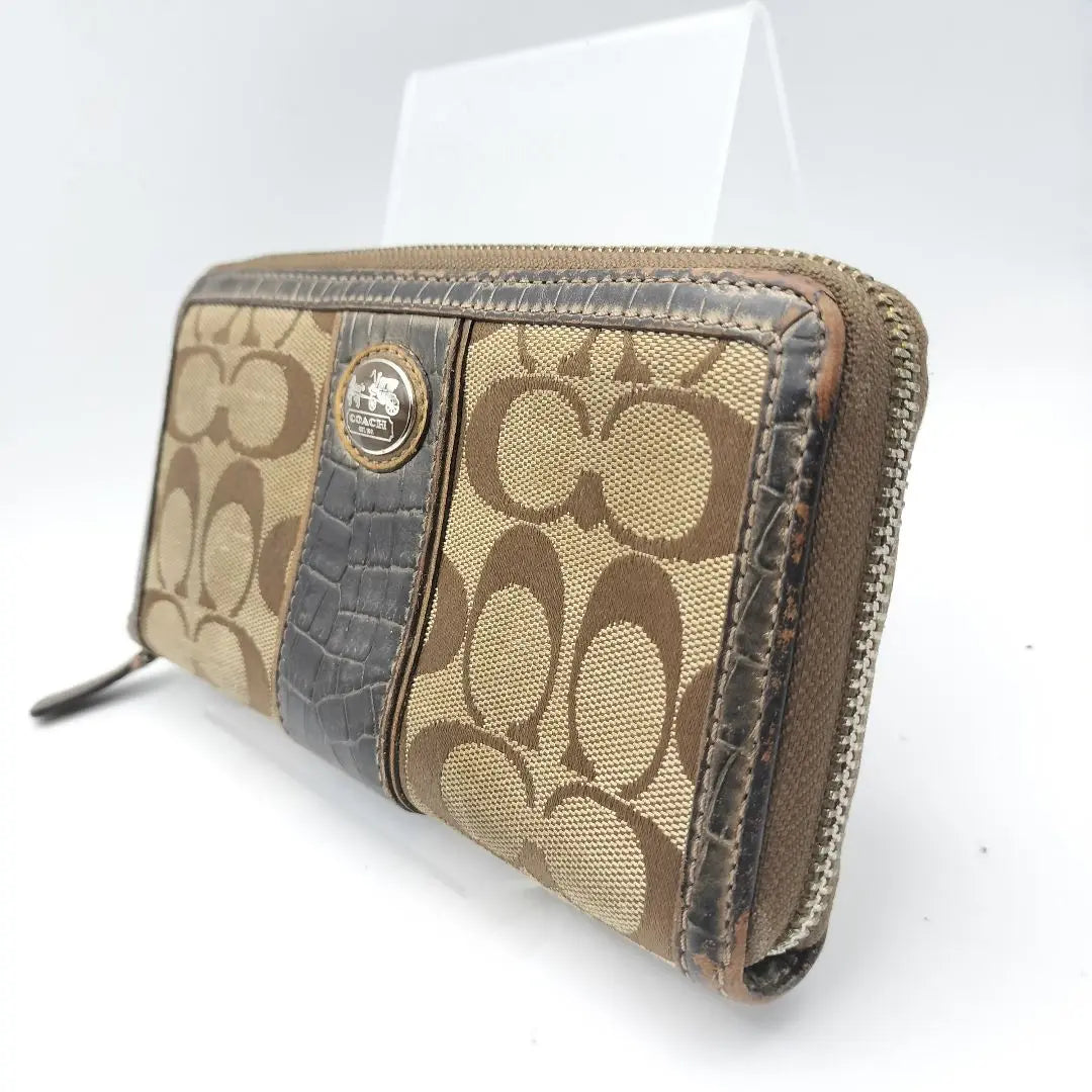 Coach Long Wallet Wallet Wallet Signature Brown