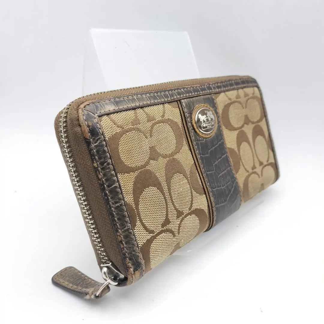 Coach Long Wallet Wallet Wallet Signature Brown