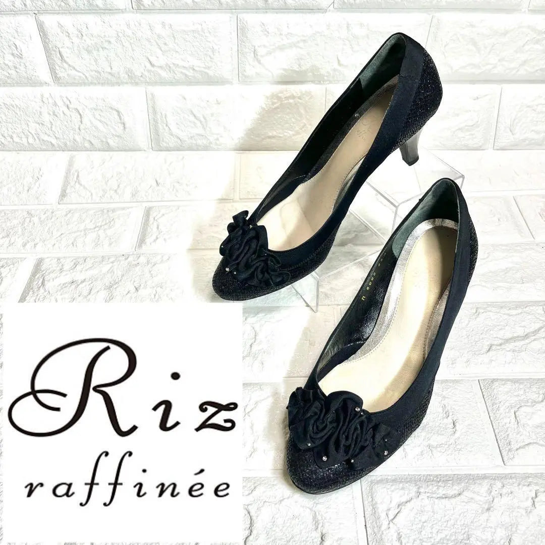 [Good condition] Riz raffinee ruffle ribbon pumps rhinestone