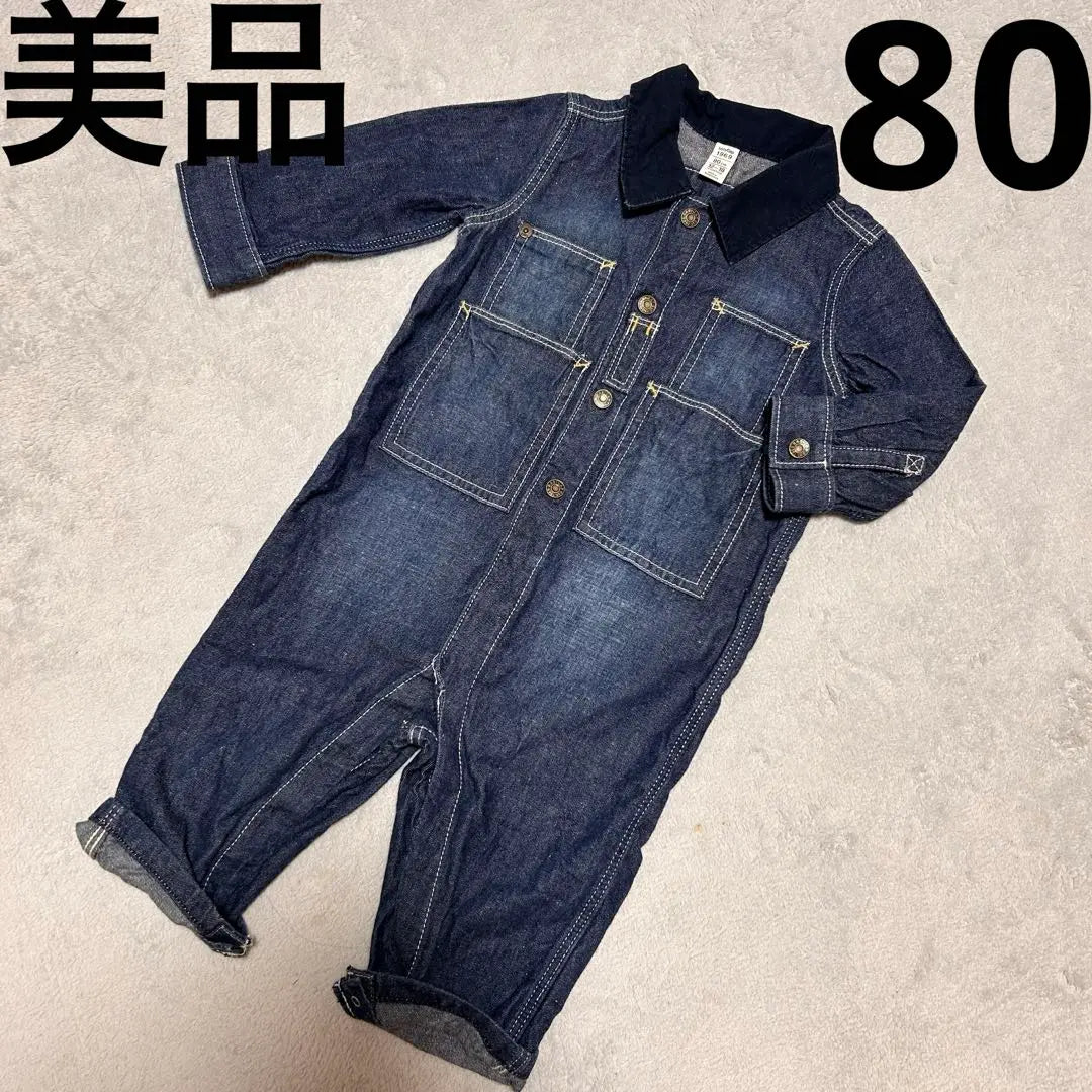 BABY GAP Denim All-in-One Cover Todos los mamelucos 80 cm Belleza | bebé GAP デニムオールインワン カバーオール ロンパース 80cm 美品