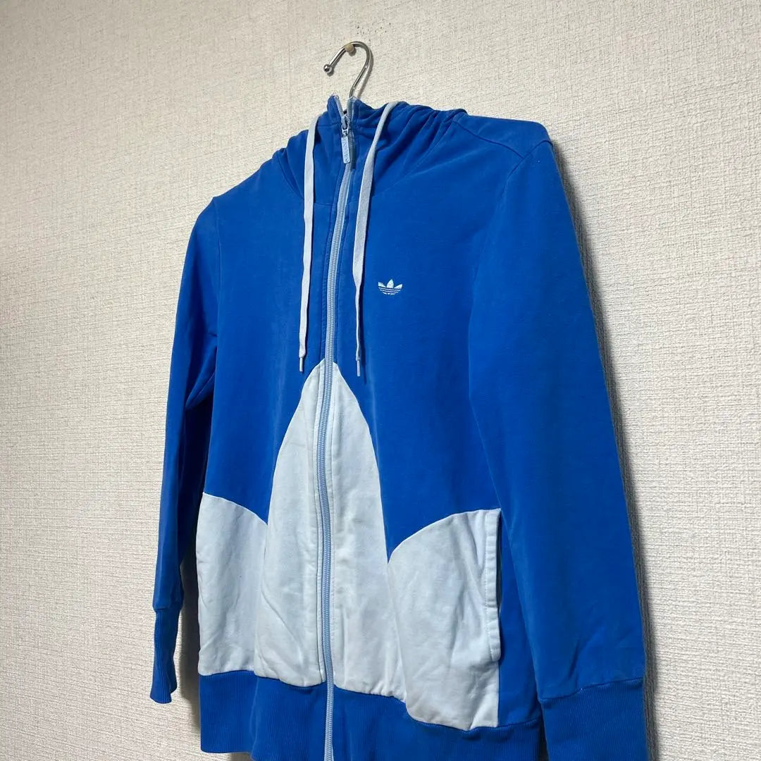 ★Super rare design★adidas track jacket, big logo, hoodie, blue