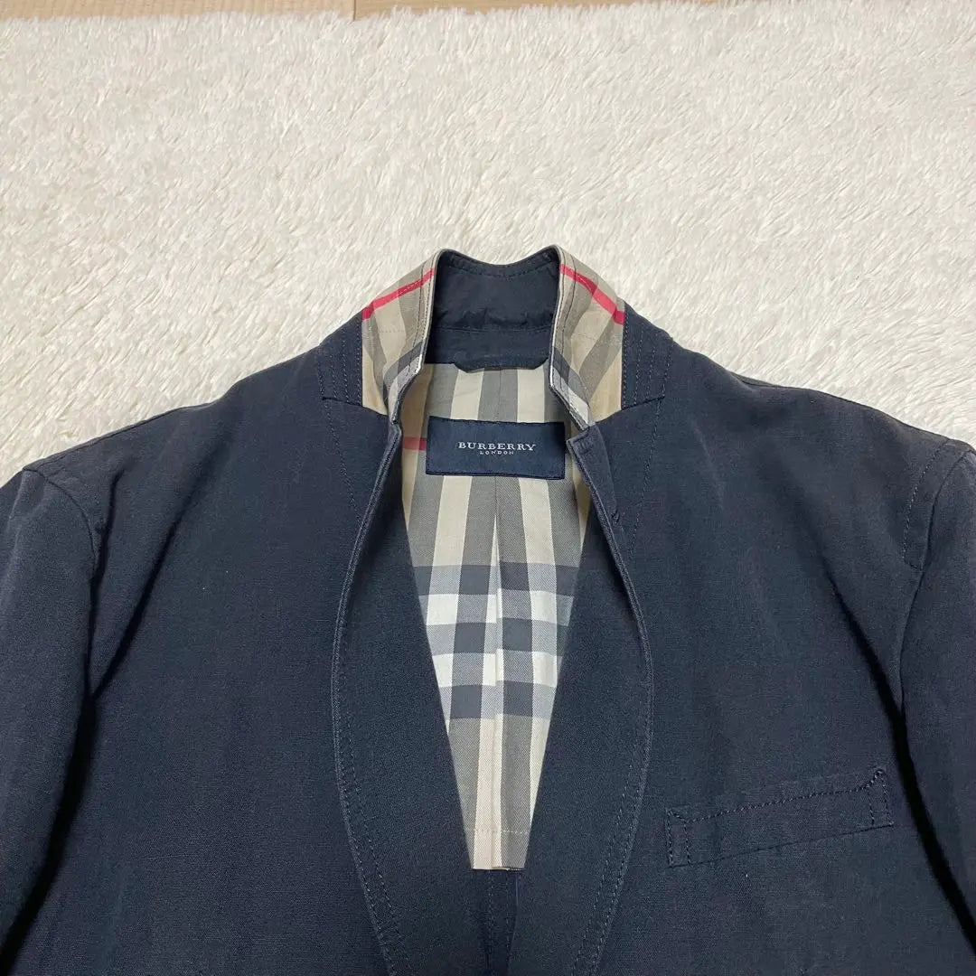 ◇Extremely beautiful◇ Barberley London☆Linen Tailored Jacket Nova Check Black