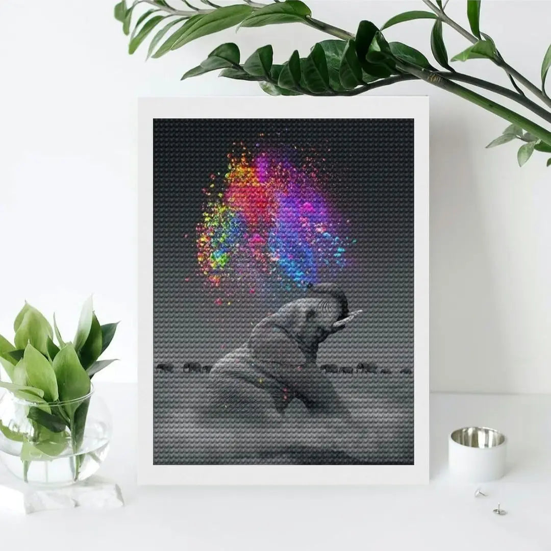 ♡Final price reduction♡5D Diamond Art Kit Elephant Animal Dream Rainbow Beads Art