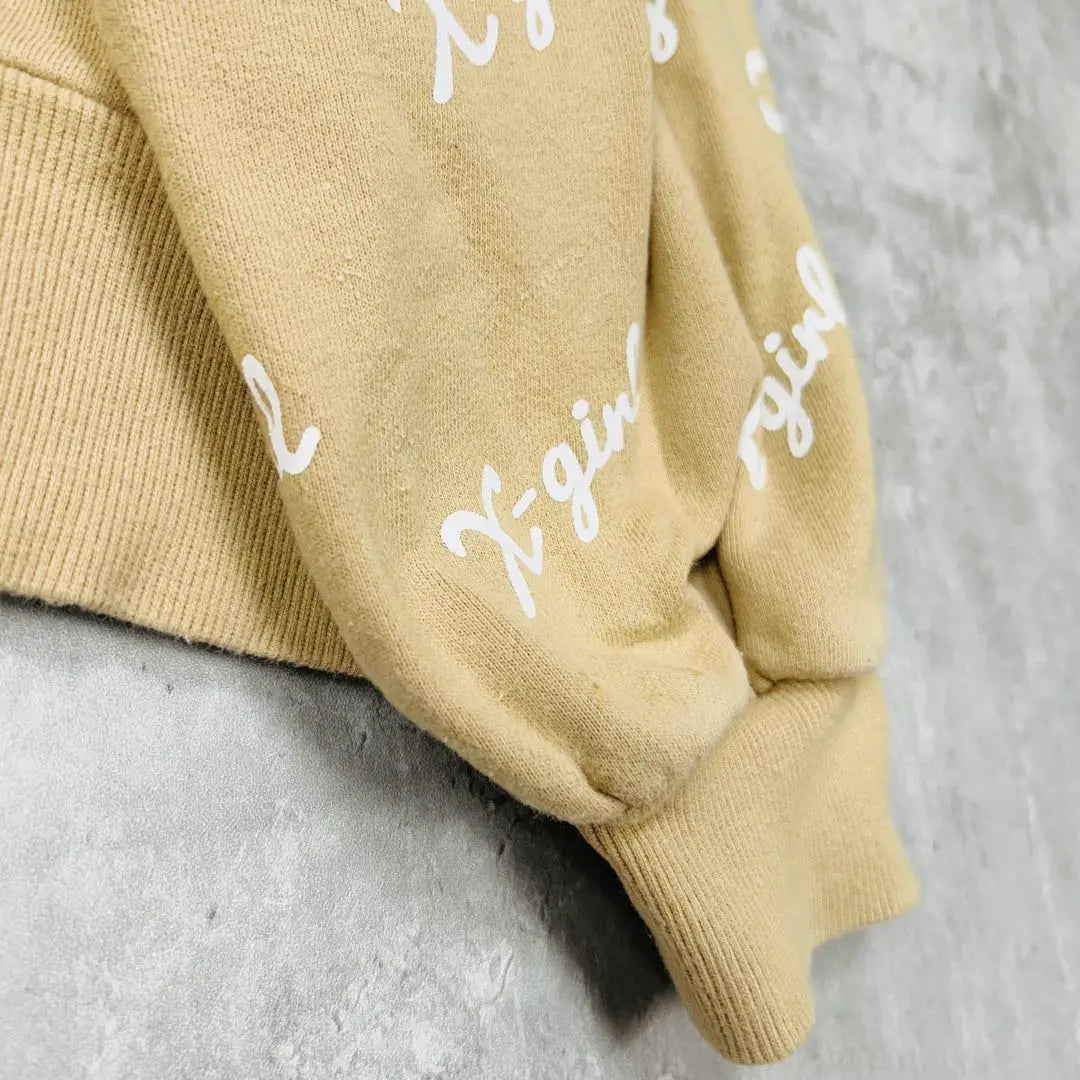 ♪ X-Girl logo sweatshirt beige long sleeve sweatshirt spring autumn winter