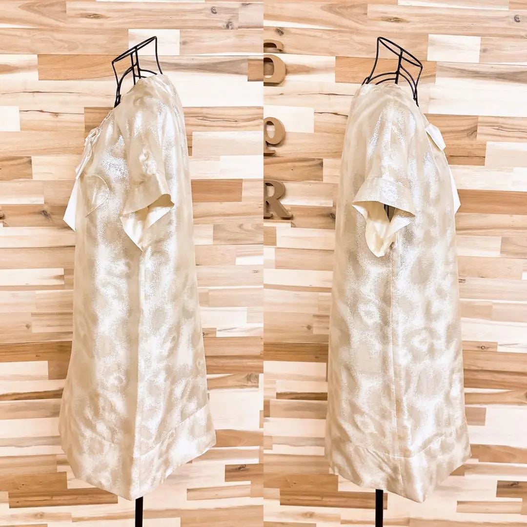 Unused [Sonia Rykiel] Silk Glitter Thread Leopard Pattern Dress S Ivory