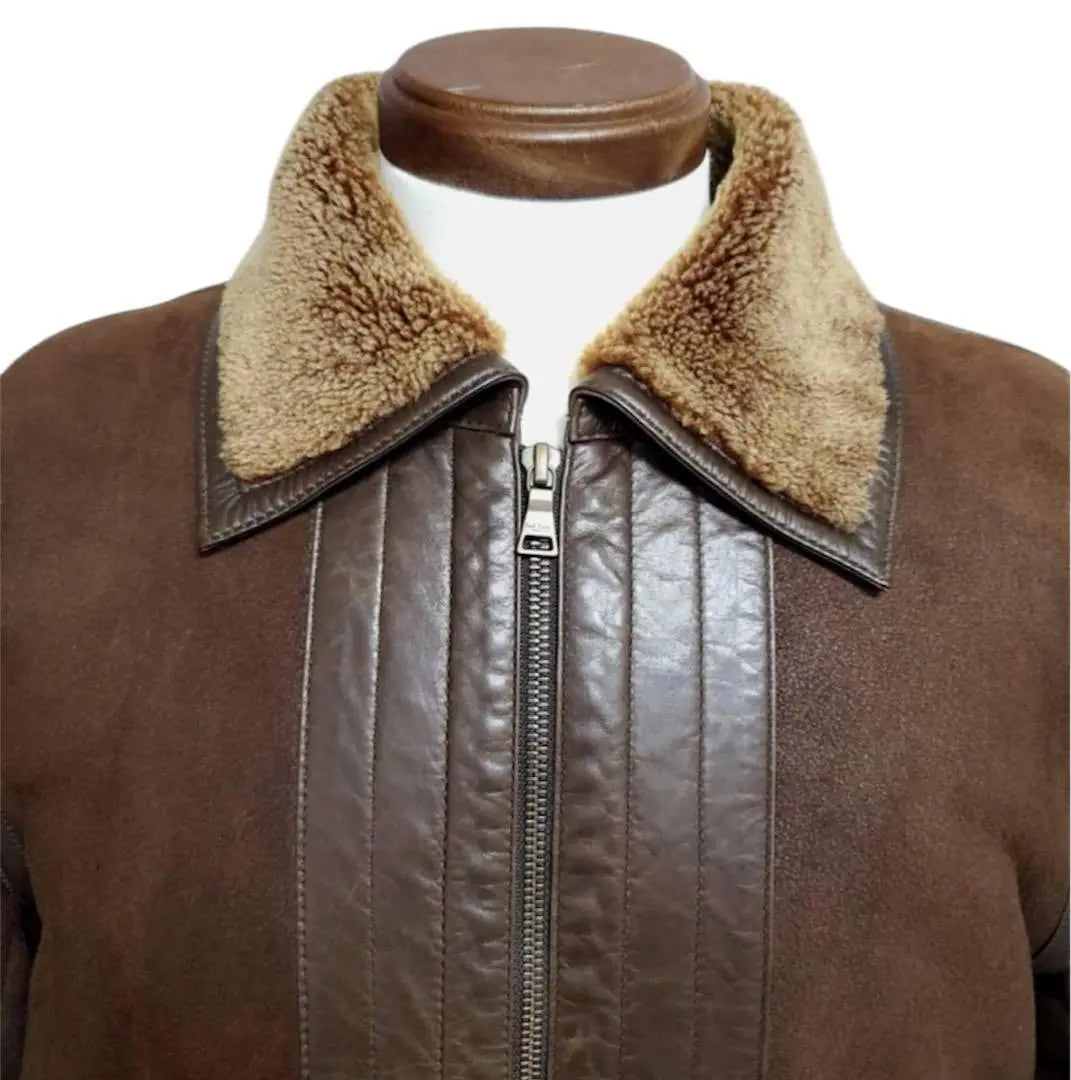 Paul Smith Collection Brown Leather Jacket Mouton Coat XL