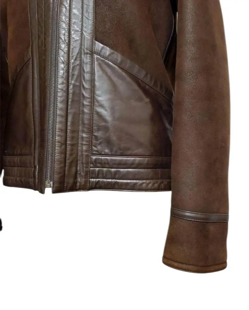 Paul Smith Collection Brown Leather Jacket Mouton Coat XL