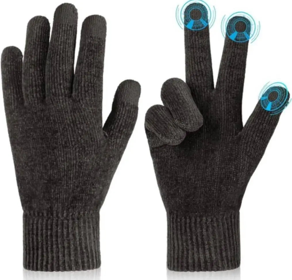 Guantes de punto resistentes al frío para hombre compatibles con smartphones Bicicleta elástica ligera y lisa | ニット 手袋 防寒 メンズ スマホ対応 軽量 無地 伸縮性 自転車