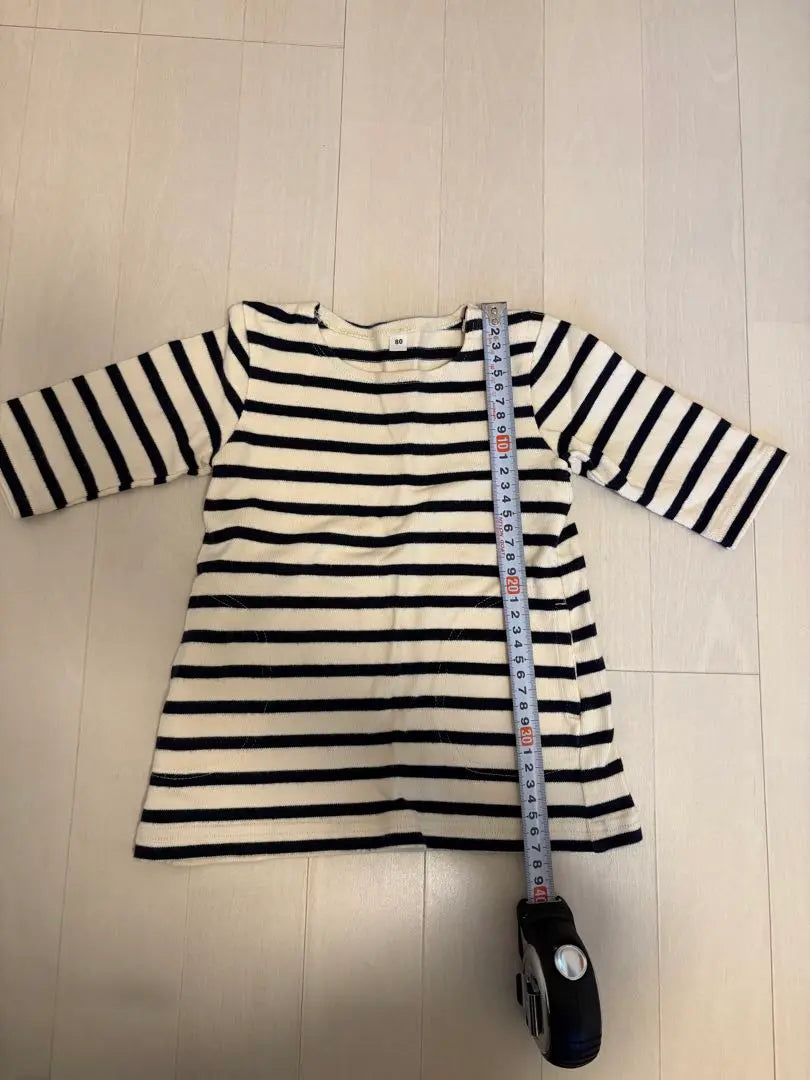 Stripe seven -minute sleeve dress 80cm | ストライプ 七分袖 ワンピース 80cm