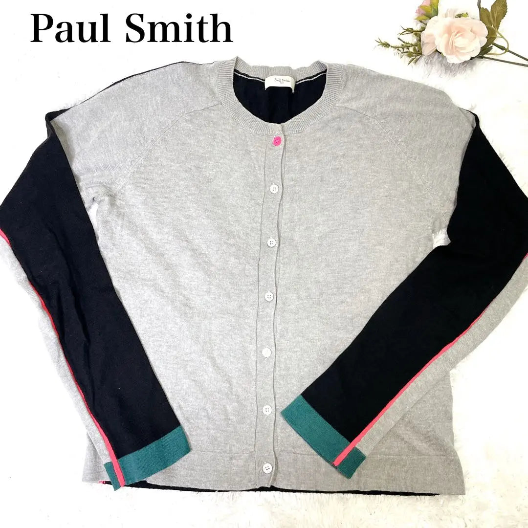 ✨ Paul Smith Cardigan Long Sleeve Cashmere Mixed Bicolor Gray M | ✨Paul Smith カーディガン 長袖 カシミヤ混 バイカラー グレー Ｍ