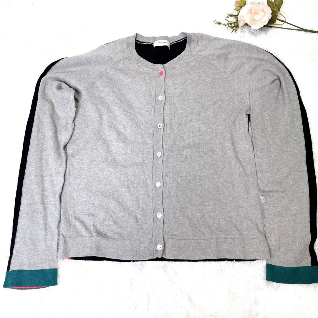 ✨ Paul Smith Cárdigan Manga Larga Cachemira Mixto Bicolor Gris M | ✨Paul Smith カーディガン 長袖 カシミヤ混 バイカラー グレー Ｍ