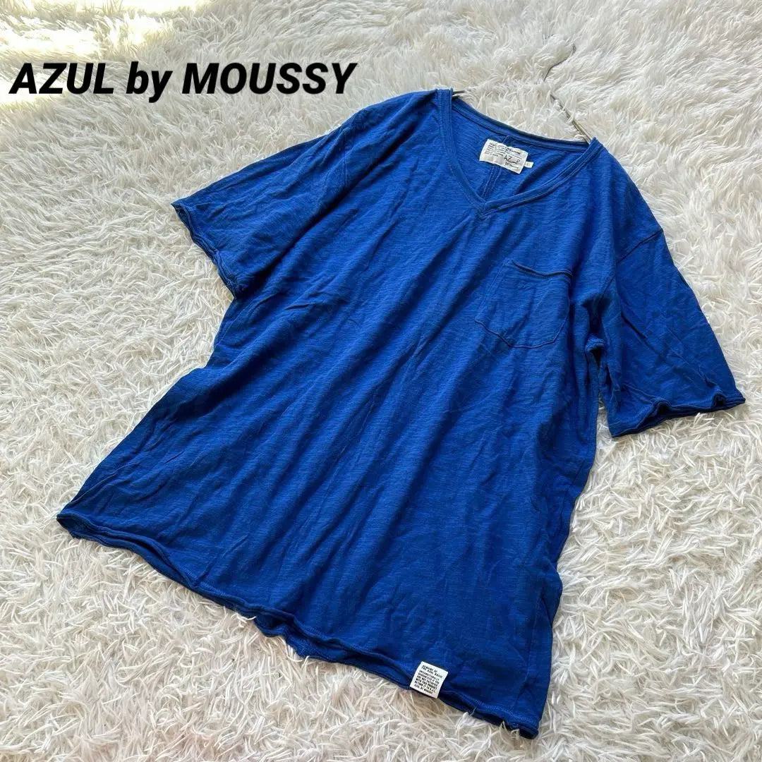 [Azur Bimausee] Camiseta Manga Corta cortada y cosida Azul Simple XL Primavera / Verano | 【アズールバイマウジー】半袖Tシャツ カットソー ブルー シンプル XL 春夏