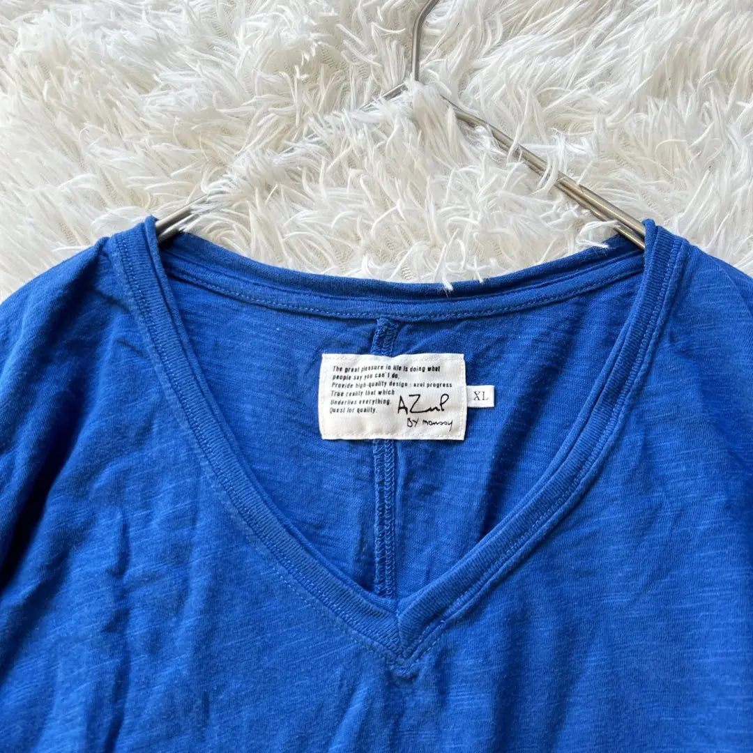 [Azur Bimausee] Short Sleeve T -shirt cut -and -sew Blue Simple XL Spring / Summer | 【アズールバイマウジー】半袖Tシャツ　カットソー　ブルー　シンプル　XL 春夏