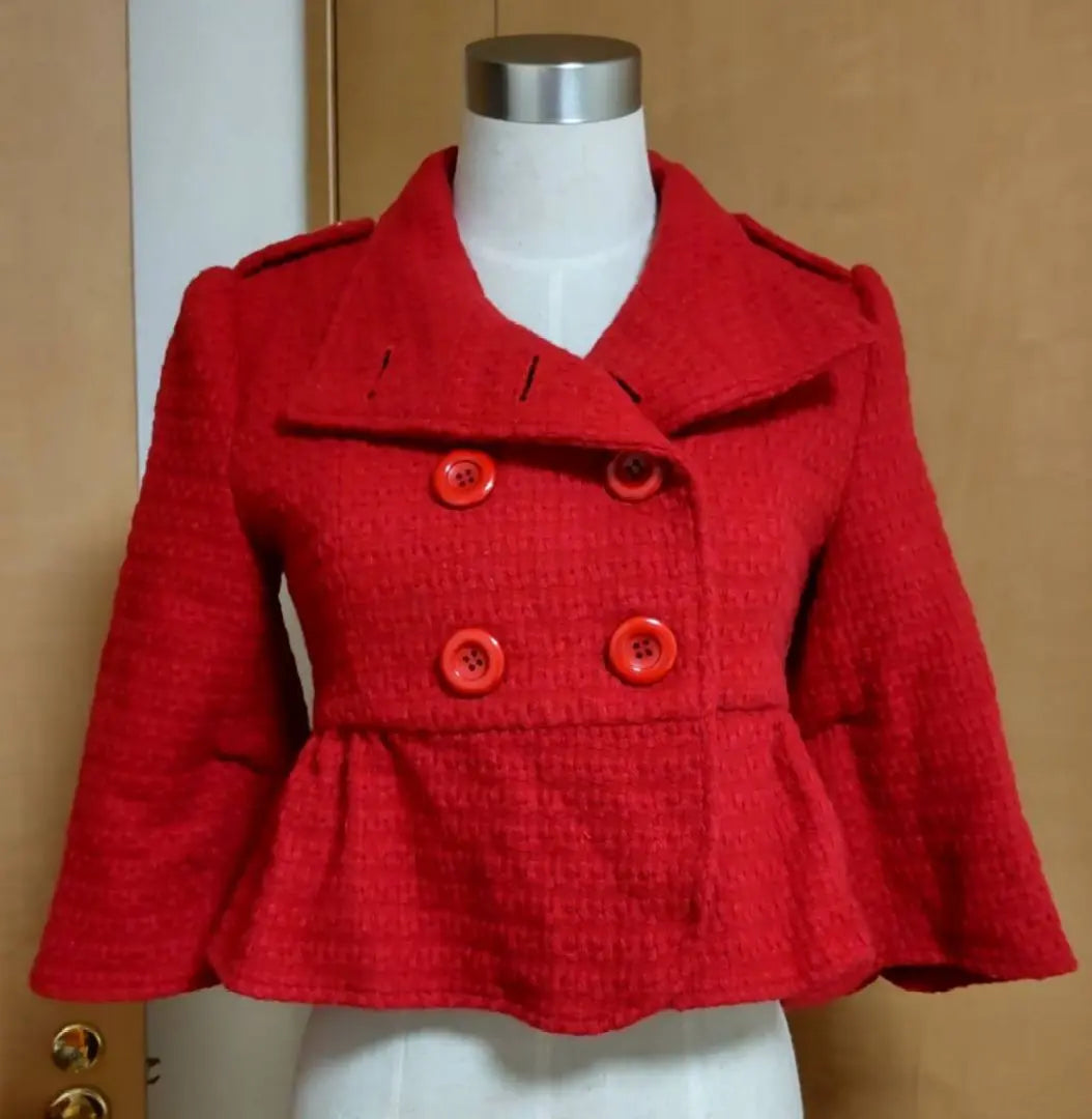 Fashionable★ Rosita Red Short Coat 2-way Ruffles Showa Retro