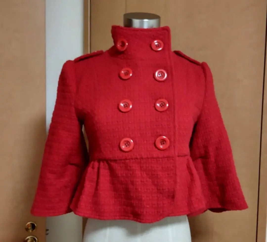 Fashionable★ Rosita Red Short Coat 2-way Ruffles Showa Retro