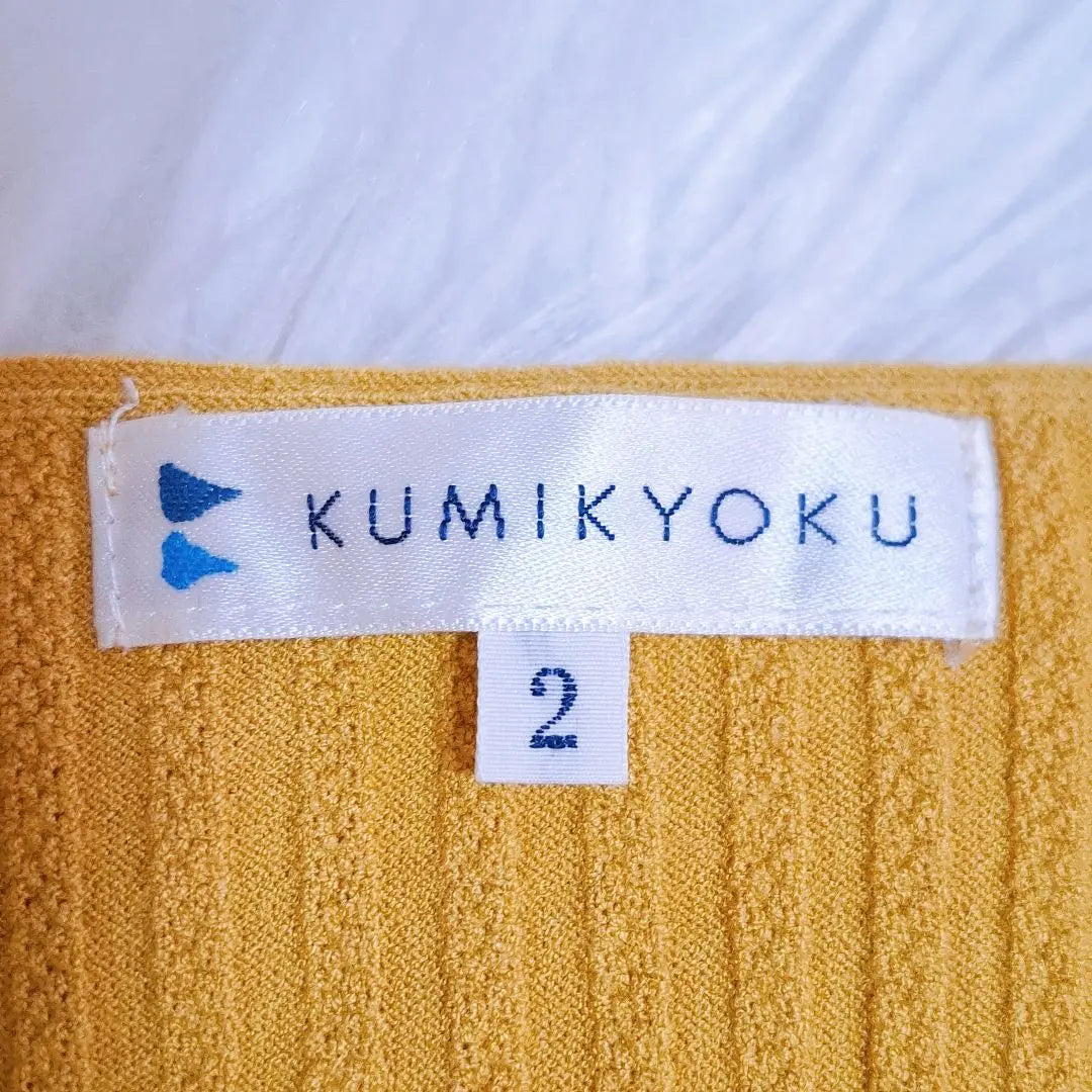 [Kumikyoku] V-neck knit, thin, long sleeves, mustard yellow 2