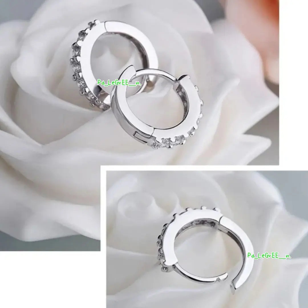 Earrings♪ Women's s925 platinum moissanite hoop simple birthstone