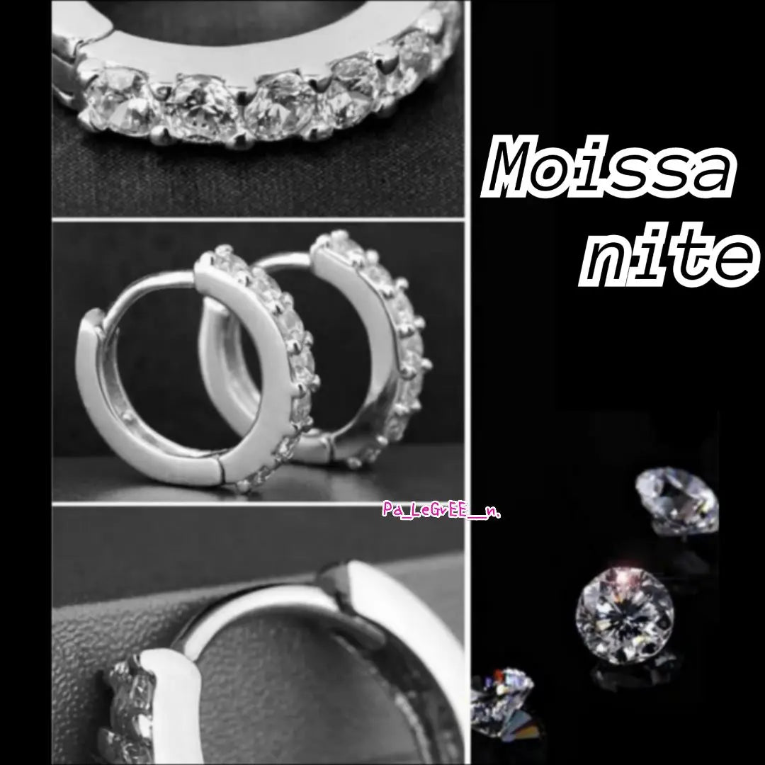 Earrings♪ Women's s925 platinum moissanite hoop simple birthstone