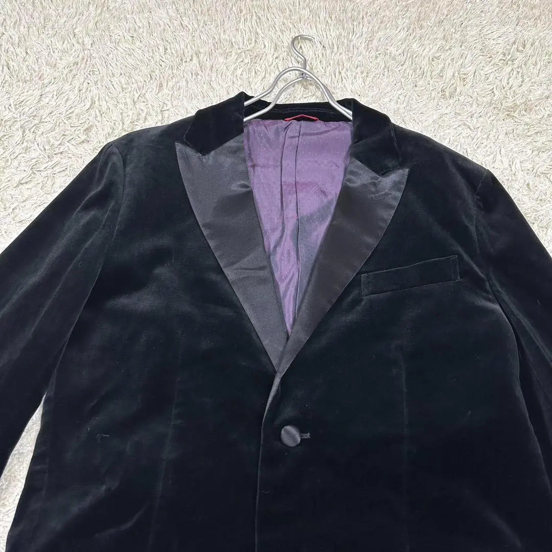 [Belleza] TOMMY HILFIGER Velour Tuxedo Silk Black equivalente a L | 【美品】TOMMY HILFIGER ベロア タキシード シルク 黒 L相当