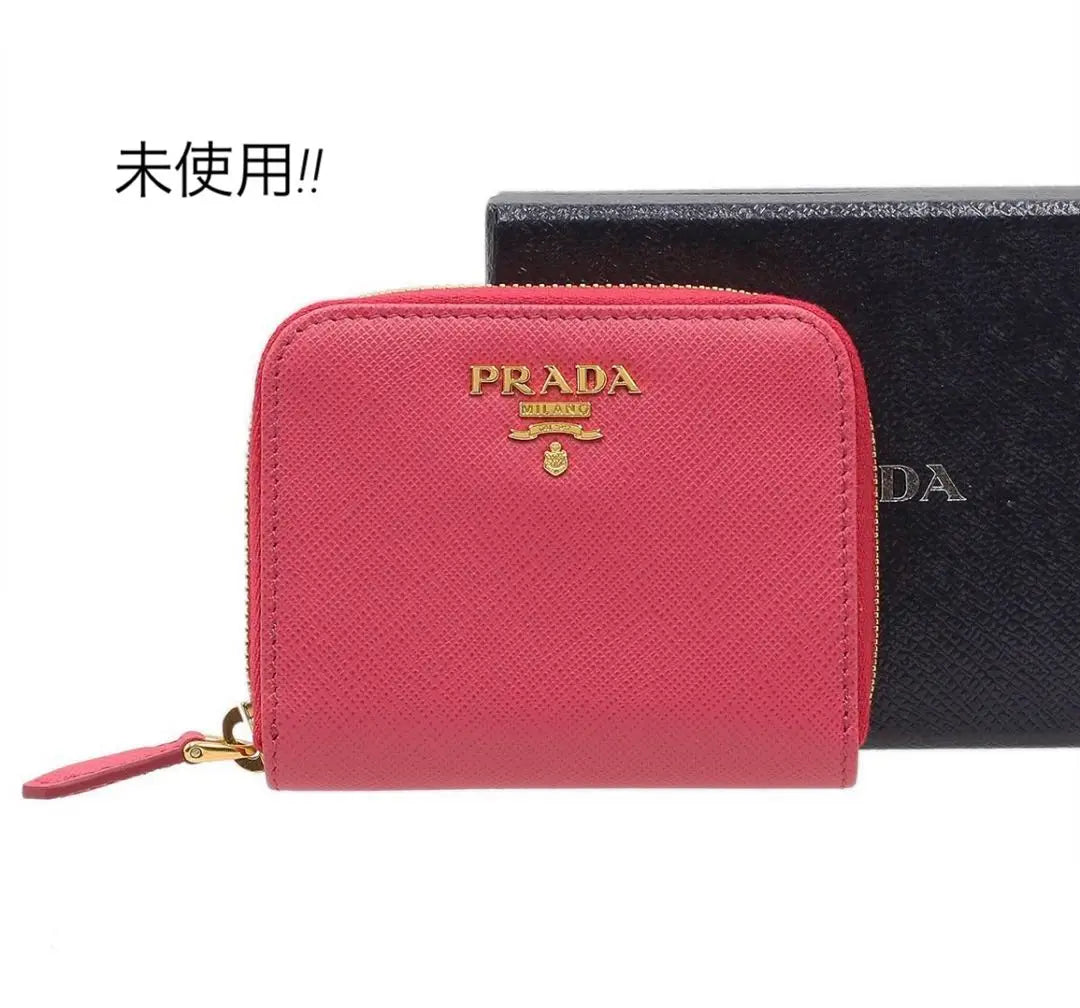 H2995 Unused Prada Saffiano Leather Coin Case Coin Purse