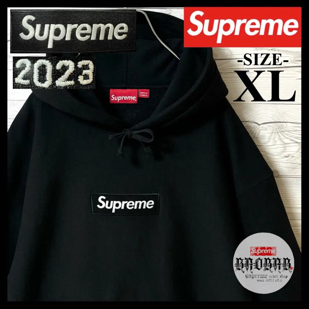 [¡Muy popular! ¡Logotipo de caja súper raro! ︎-XL】Sudadera con capucha Supreme con bordado negro