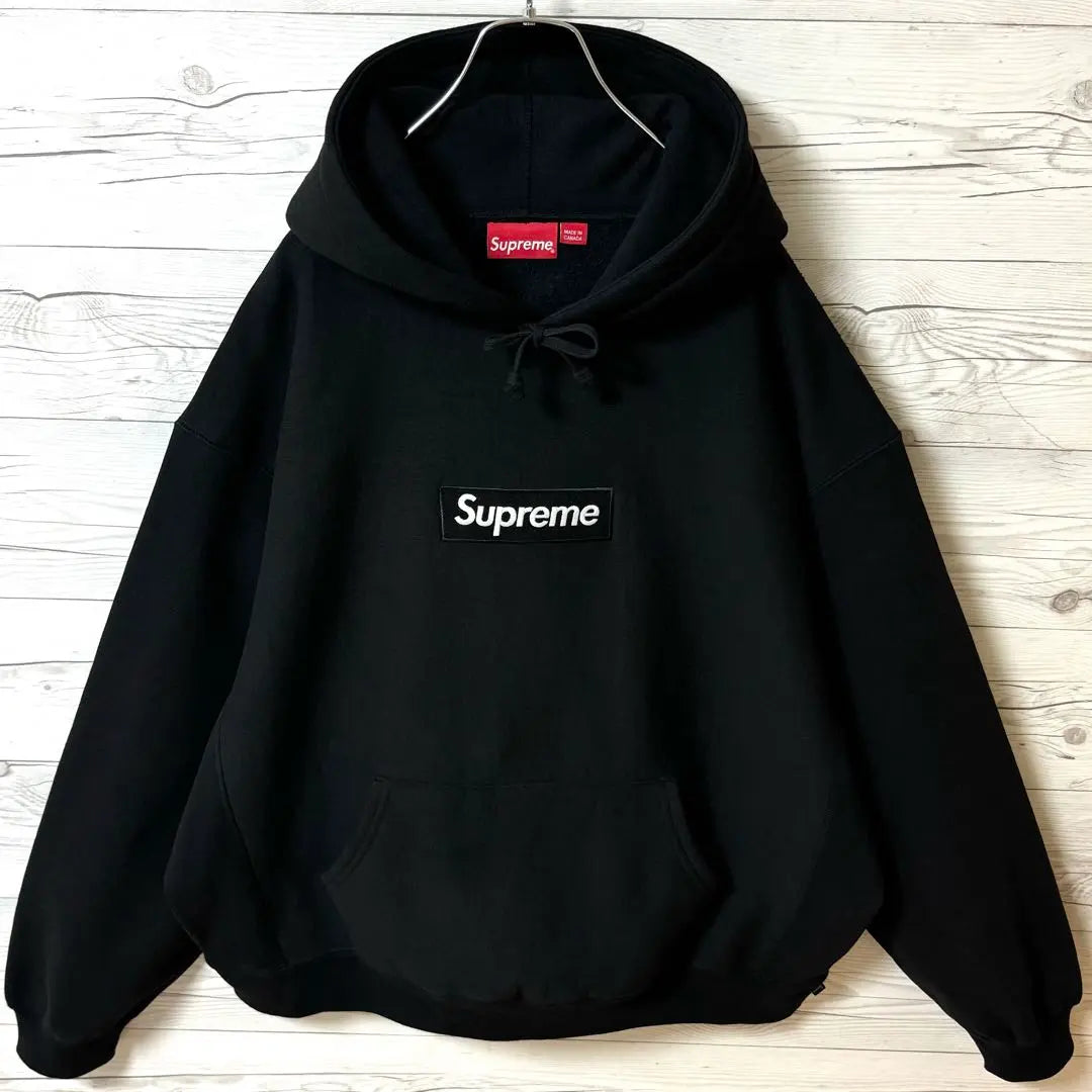 [¡Muy popular! ¡Logotipo de caja súper raro! ︎-XL】Sudadera con capucha Supreme con bordado negro