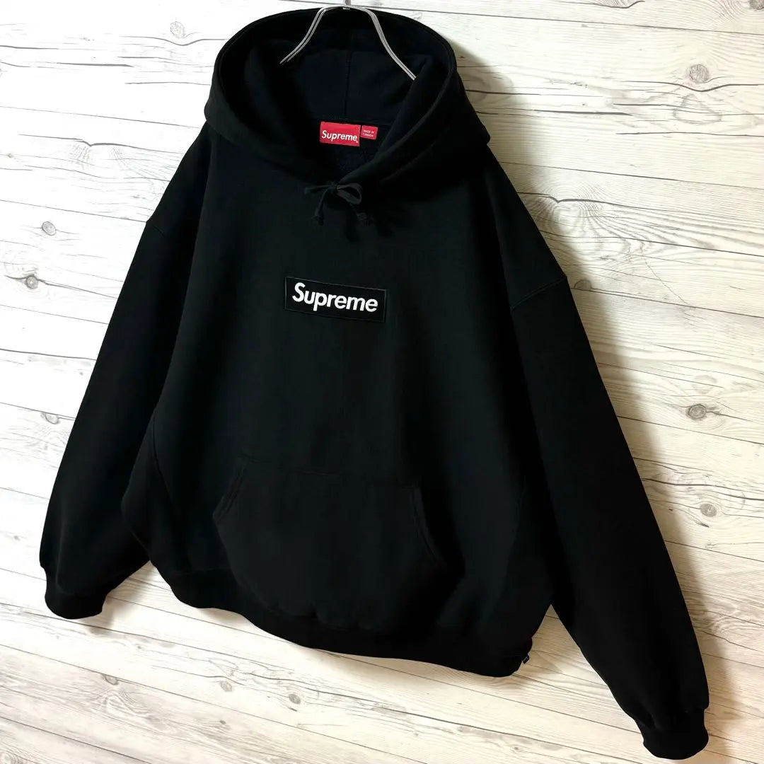 [¡Muy popular! ¡Logotipo de caja súper raro! ︎-XL】Sudadera con capucha Supreme con bordado negro