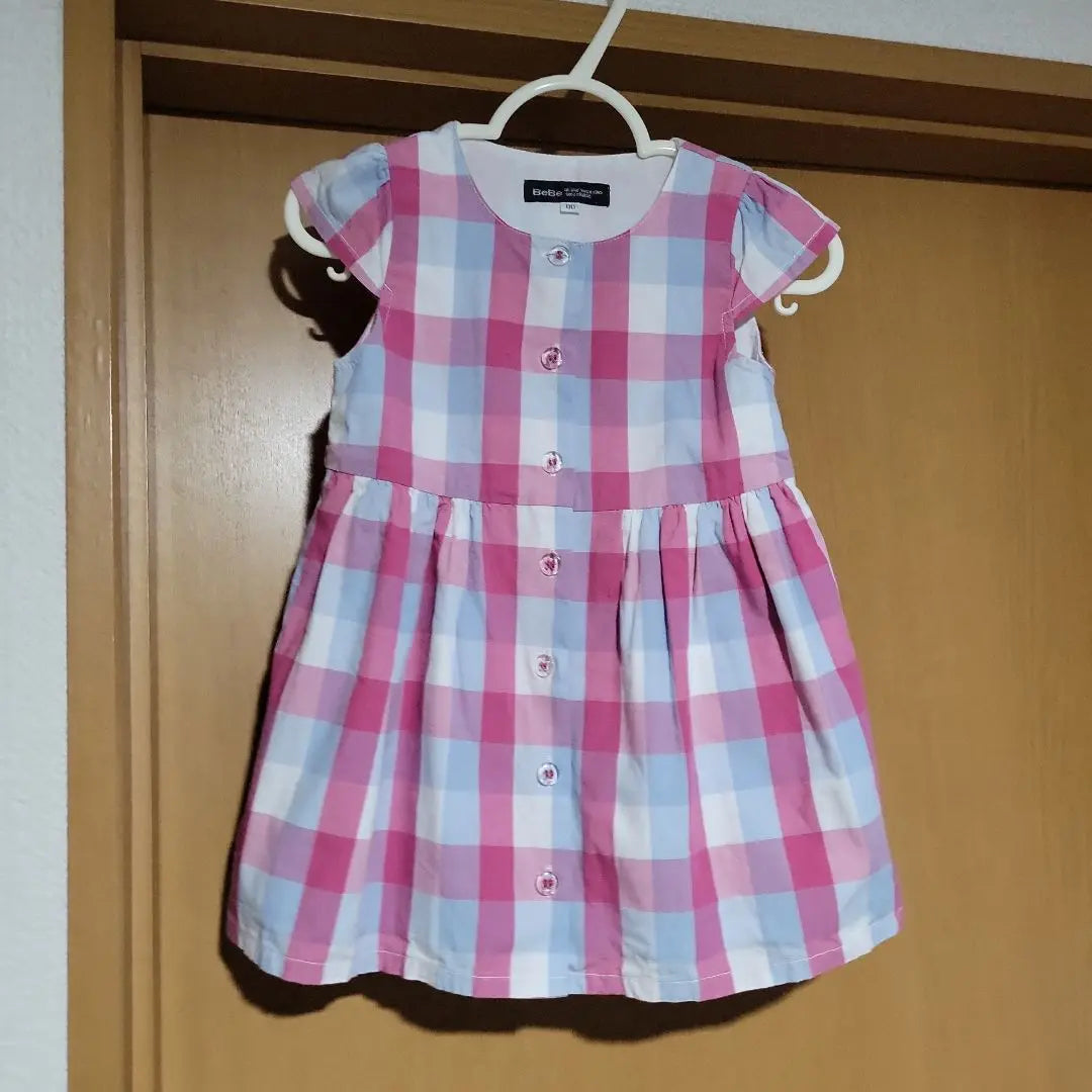 [Buen estado] Vestido BeBebe de cuadros de manga corta talla 80