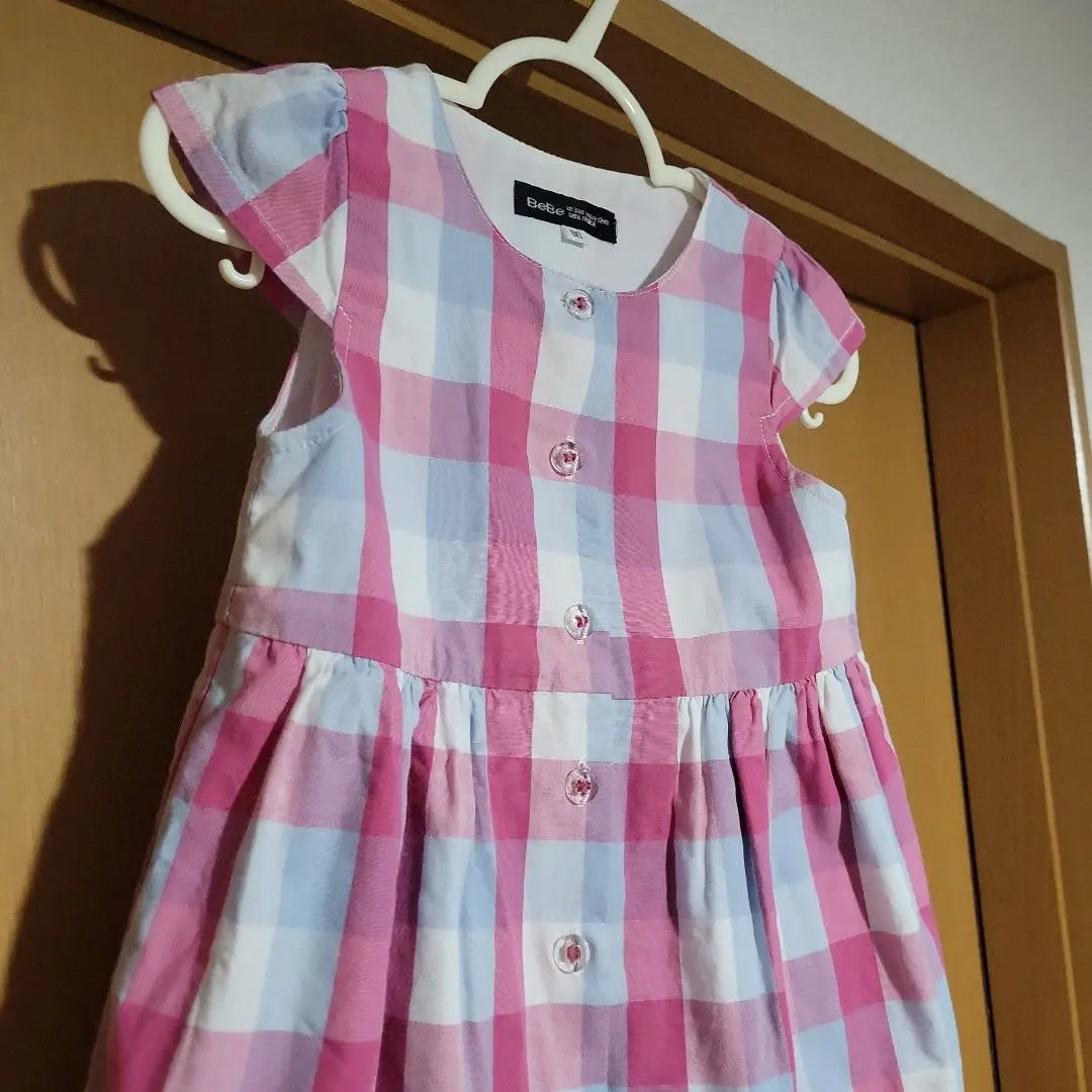 [Buen estado] Vestido BeBebe de cuadros de manga corta talla 80