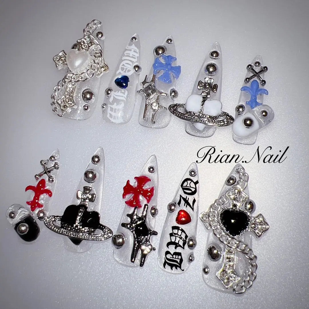 [No.023] Nail tip ♡ Subculture ♡ Clear nail ♡ Glitter nails ♡ | 【No.023】ネイルチップ♡サブカル系♡クリアネイル♡ラメネイル