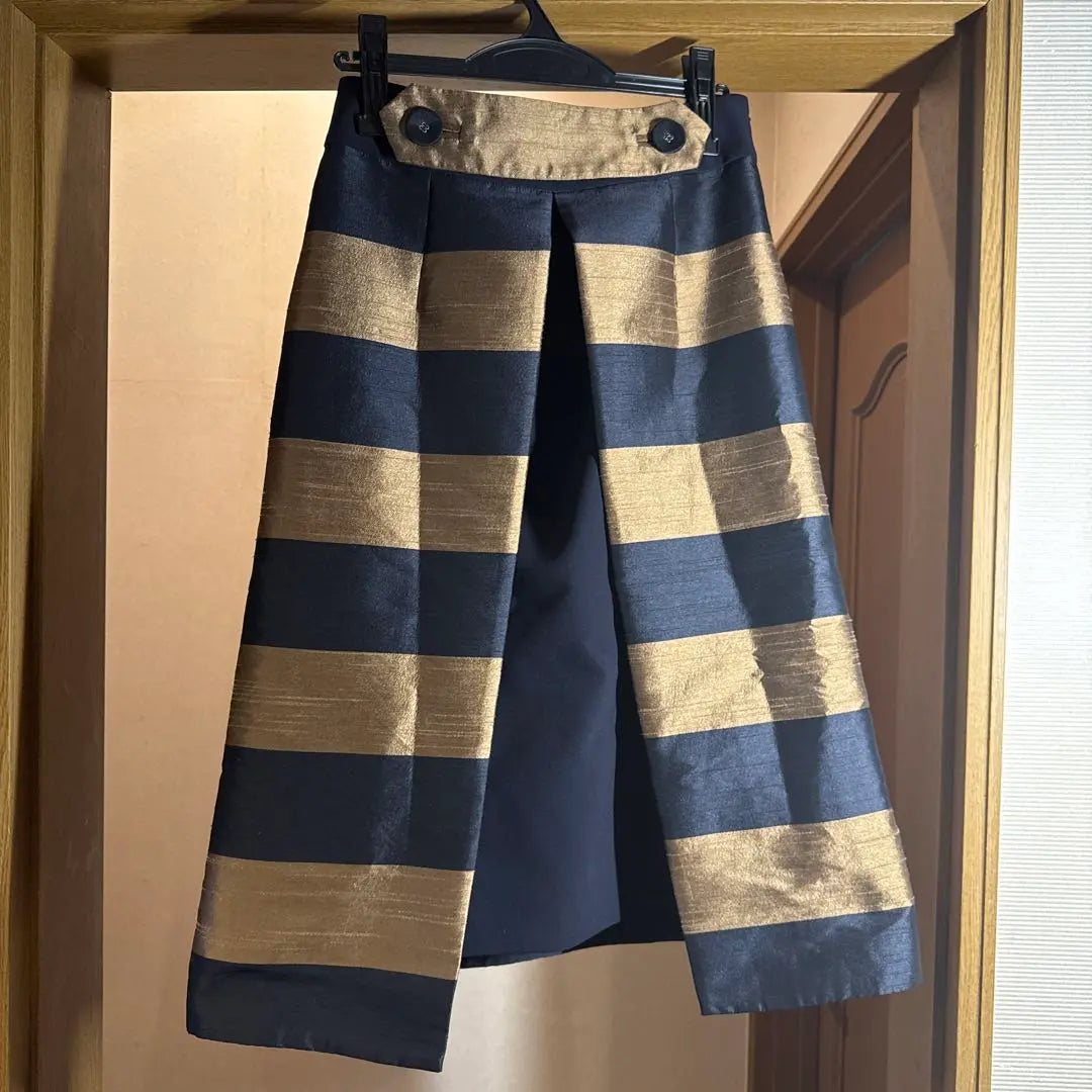 ADORE navy and gold striped long skirt