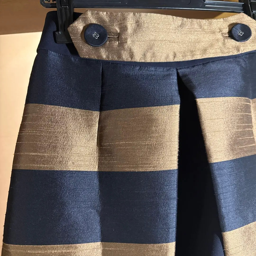 ADORE navy and gold striped long skirt