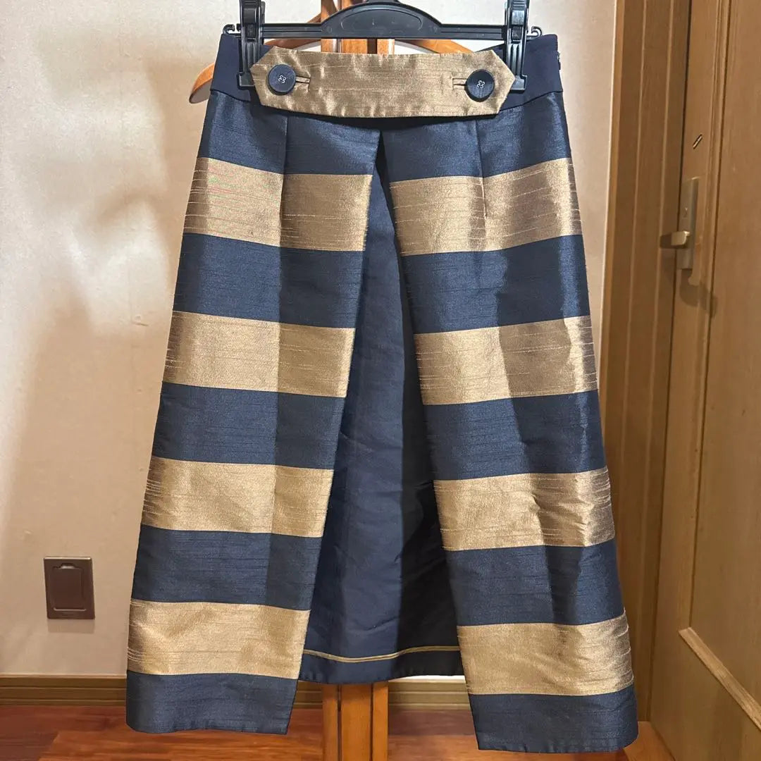 ADORE navy and gold striped long skirt