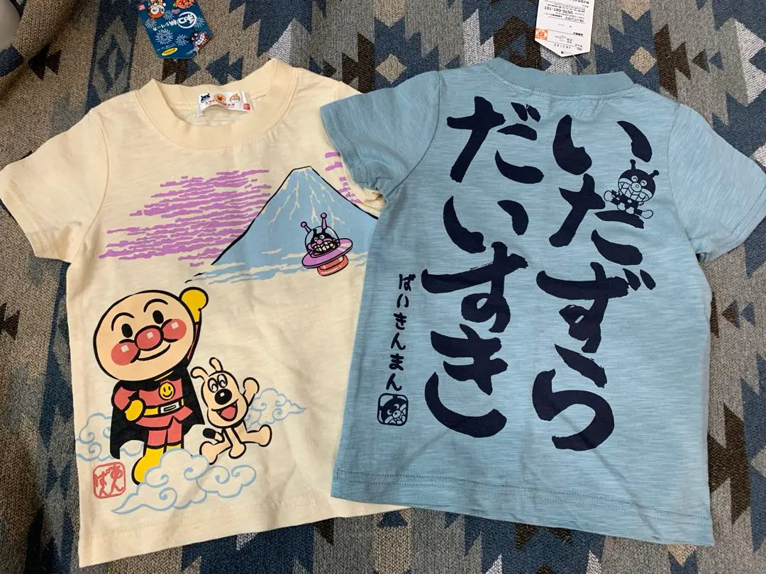 New Anpanman Baikinman T-shirt size 100 set of 2