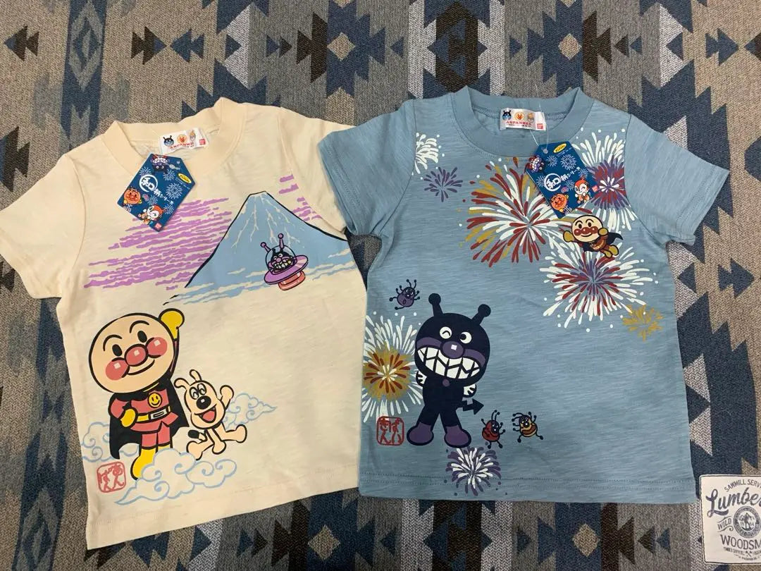 New Anpanman Baikinman T-shirt size 100 set of 2